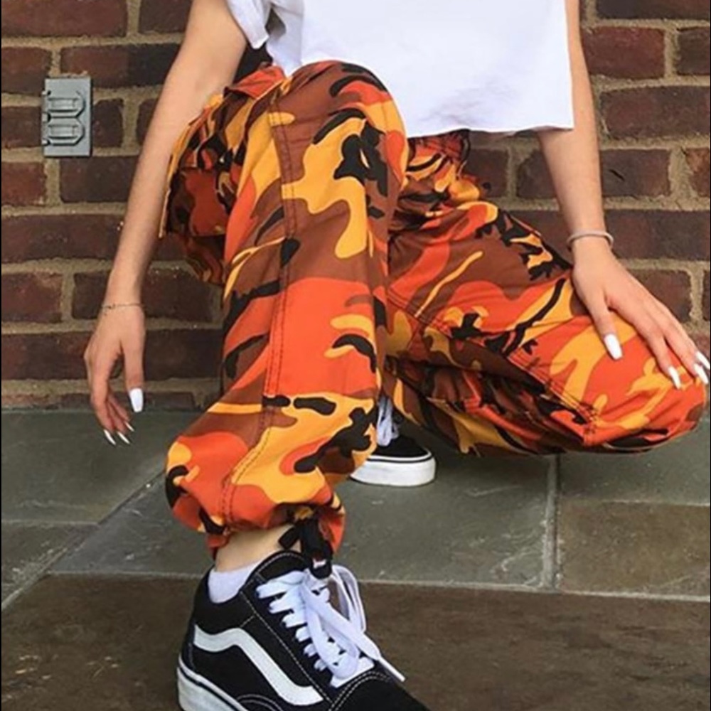 Orange Camo Cargo Pants